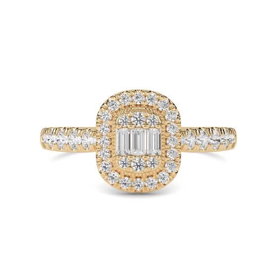 Baguette and Round Diamond Cluster Ring