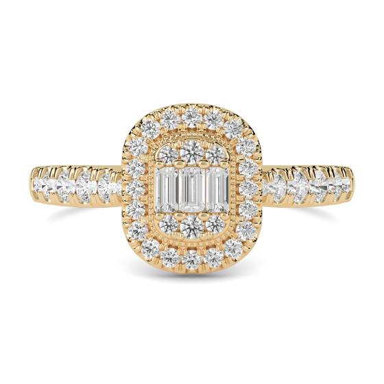 Baguette and Round Diamond Cluster Ring