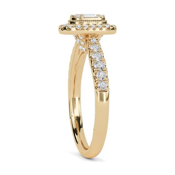 Baguette and Round Diamond Cluster Ring