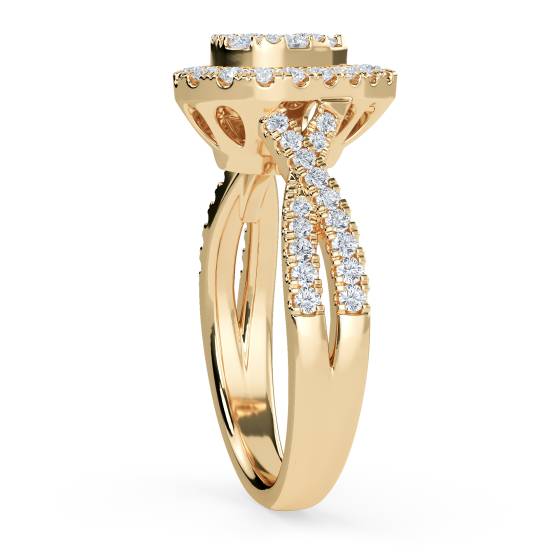 Single Halo Round Diamond Cluster Shoulder Set Ring