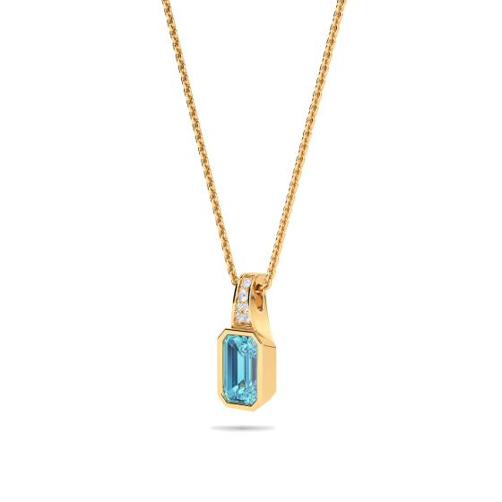 2.20ct Aquamarine Bezel Set Pendant and Chain