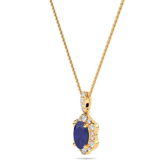 1.45ct Blue Sapphire Vintage Pendant and Chain