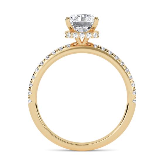 Radiant Diamond Hidden Halo Shoulder Set Ring
