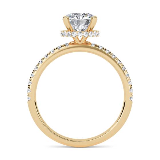 Round Diamond Low Set Hidden Halo Shoulder Set Ring