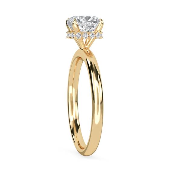 Cushion Diamond Hidden Halo Ring