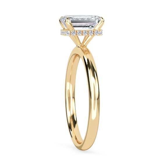 Emerald Diamond Hidden Halo Ring
