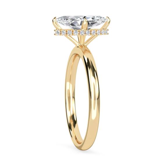 Marquise Diamond High Set Hidden Halo Ring