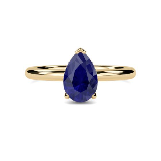 Pear Blue Sapphire Gemstone Halo Ring