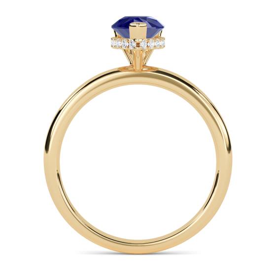 Pear Blue Sapphire Gemstone Halo Ring