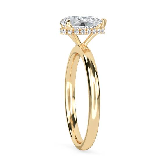 Pear Diamond Hidden Halo Ring