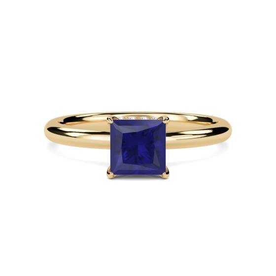 Princess Blue Sapphire Gemstone Halo Ring