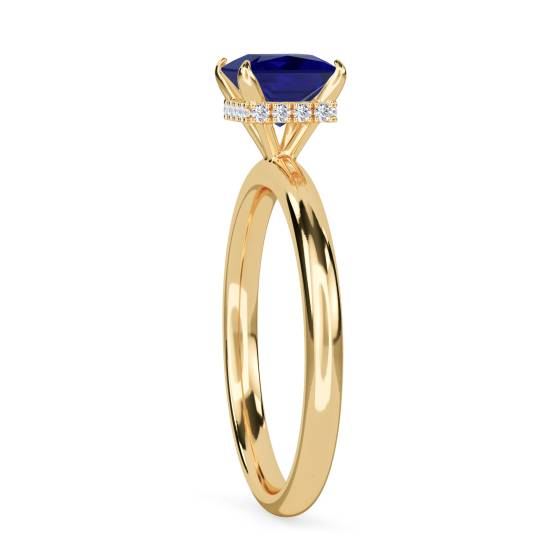 Princess Blue Sapphire Gemstone Halo Ring