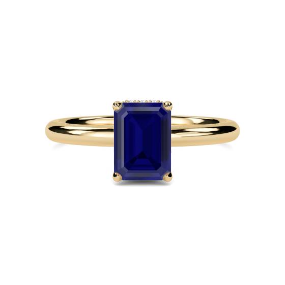 Radiant Blue Sapphire Gemstone Halo Ring