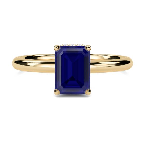 Radiant Blue Sapphire Gemstone Halo Ring