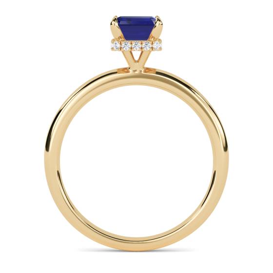 Radiant Blue Sapphire Gemstone Halo Ring