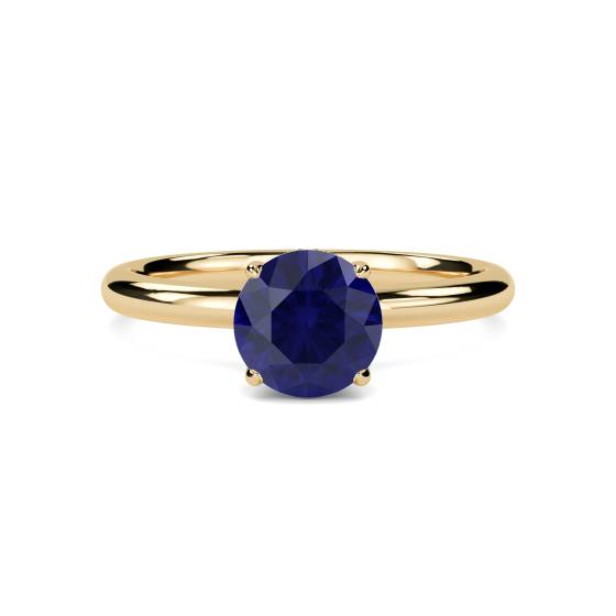 Round Blue Sapphire Gemstone Halo Ring