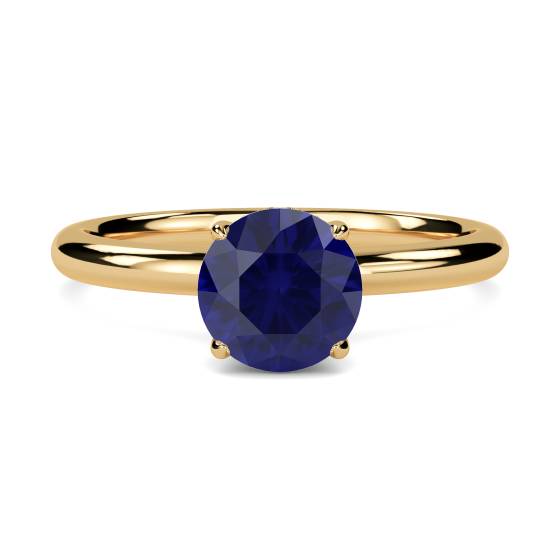 Round Blue Sapphire Gemstone Halo Ring