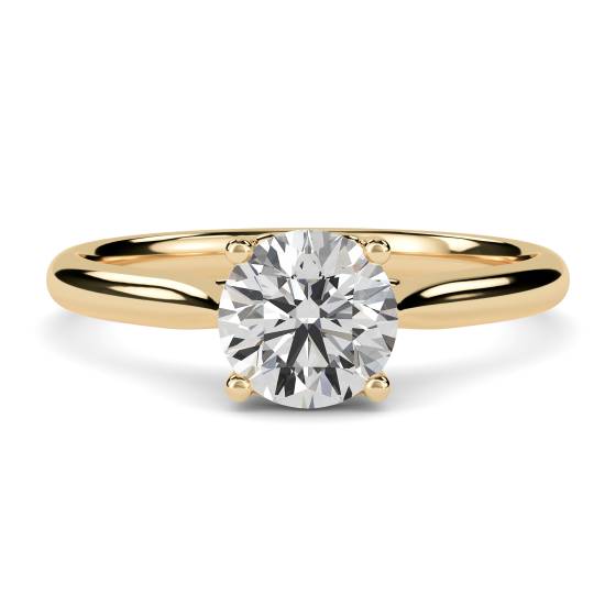 Heart Crossover Round Diamond Engagement Ring
