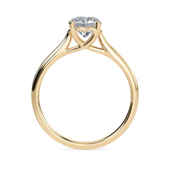 Heart Crossover Round Diamond Engagement Ring