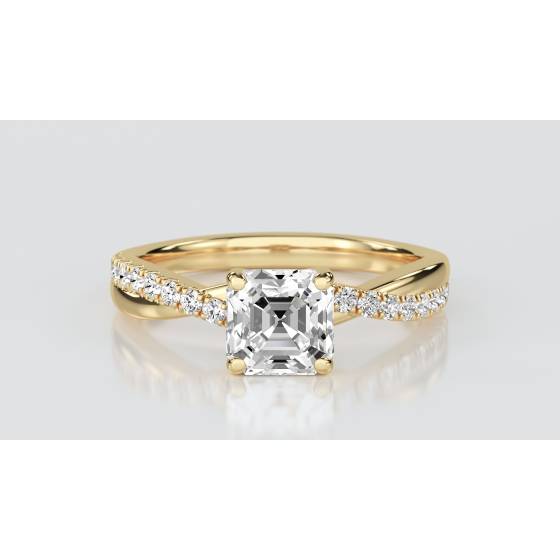 Infinity Asscher Shoulder Set Diamond Engagement Ring