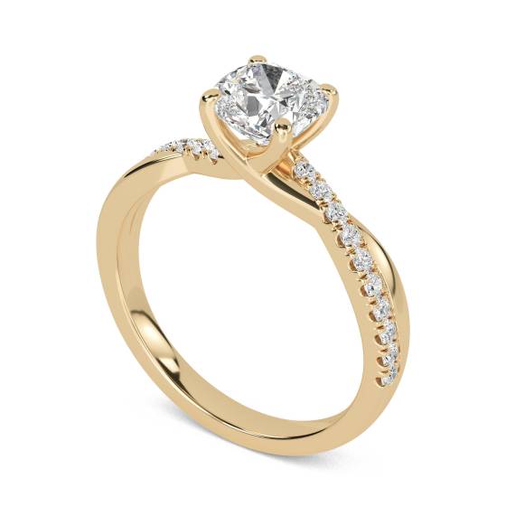 Infinity Cushion Shoulder Set Diamond Engagement Ring