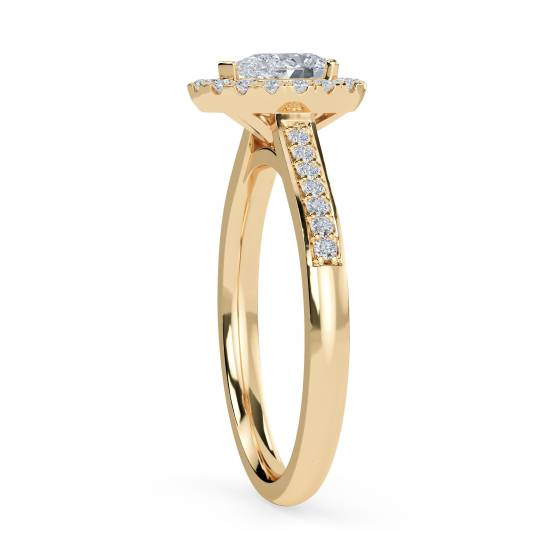 Pear Diamond Single Halo Shoulder Set Ring