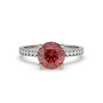 Ruby and Round Diamond Engagement Ring